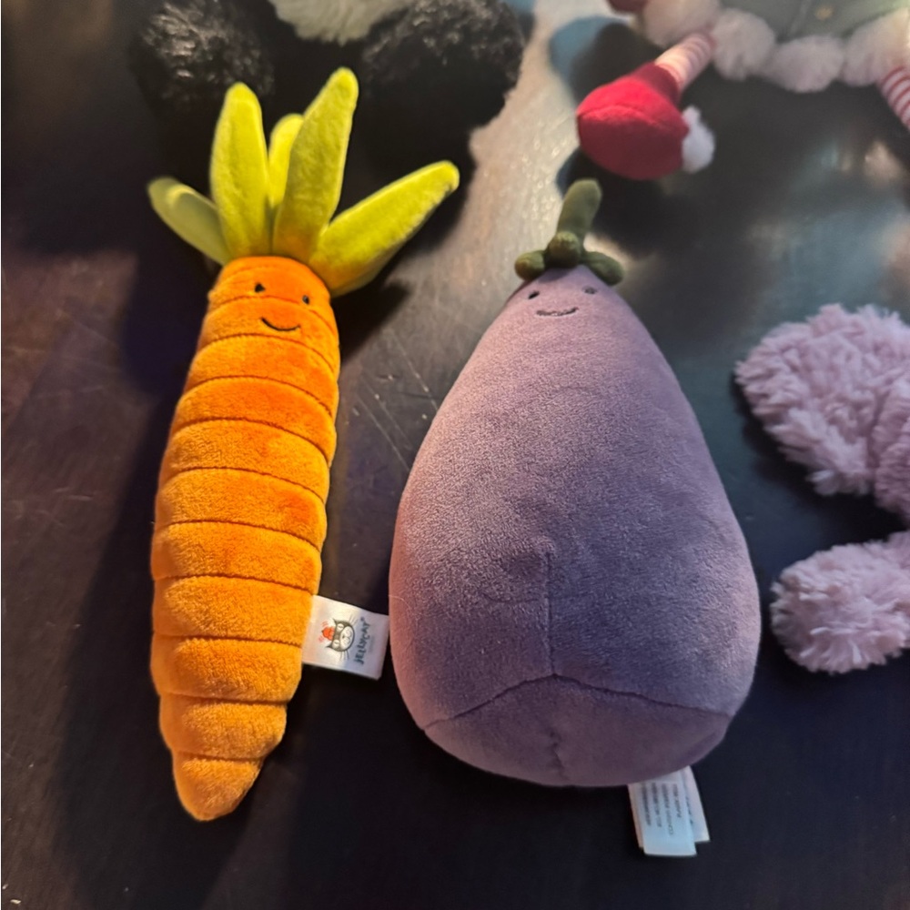 Jellycat Amusables Plush Carrot and Eggplant Toy Set